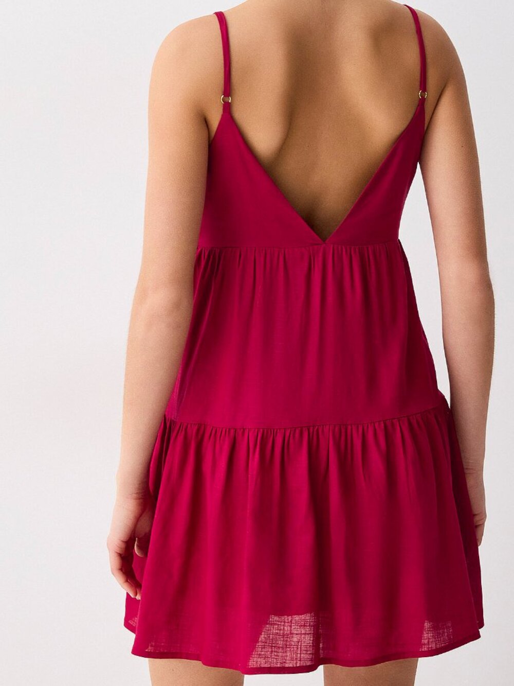 Raspberry red tiered minidress - Picture 2 of 3
